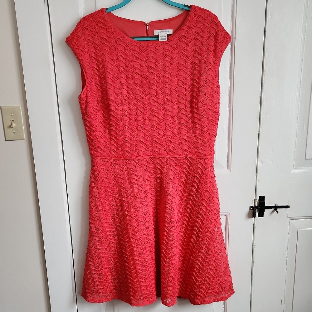 Liz Claiborne Vibrant Red Textured Mini Dress